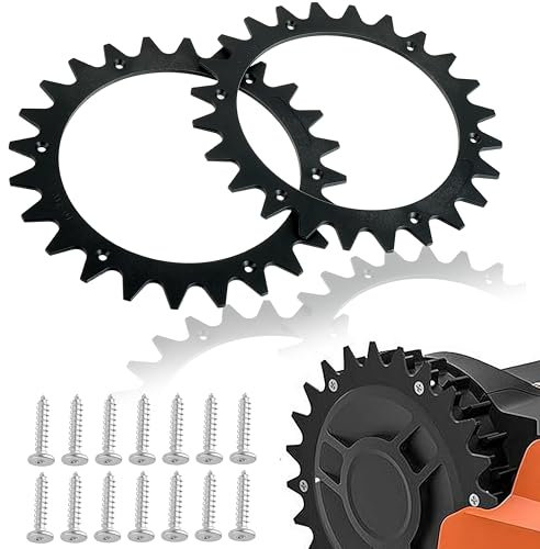 CDDCWZ Mähroboter Rasenroboter Spikes Schwarz Ø 205mm mit 14x Schrauben Kompatibel mit Worx Lan droid S und M S300 S450i S700i M500 M700 M800i M900 M1000 M1000i