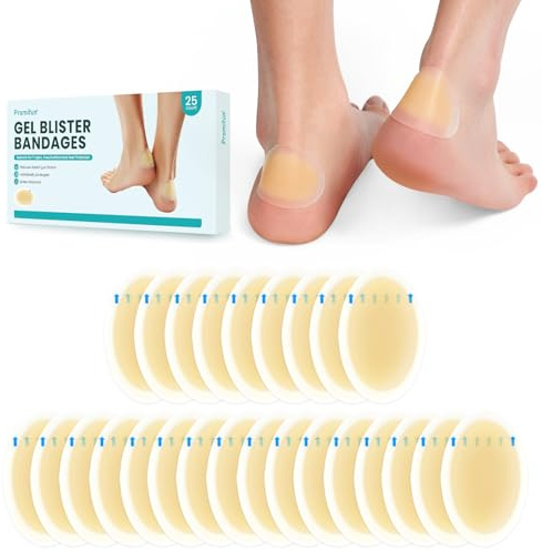 Blasenpflaster für Füße Hydrokolloid Bandagen - Promifun 25ct Wasserbeständig Gel Blase Kissen Pads für Prävention & Recovery, Heel Pack
