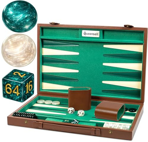 Backgammon Set för vuxna – grön utgåva