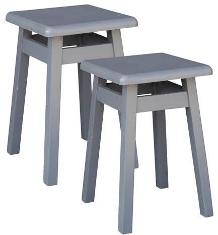 Metdrew Holzhocker | Sitzhöhe 45 cm, 29 x 29 cm | Für Küche & Essbereich | Quadratische Form | Eckiges Design | Rustikaler Look | Schlichter Hocker | 2 Stück | Farbe: Anthrazit