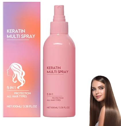 Spray capillaire à la kératine, après-shampoing hydratant et hydratant 5 en 1, nourrissant pour cheveux secs et abîmés, anti-frisottis, parfum longue durée, démêlant et lissant (1pcs)
