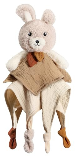 Nueplay Schnuffeltuch Hase, Oeko-TEX, beige, für Baby & Kleinkinder | Kuscheltier für Mädchen, Geschenke zur Geburt,Beruhigt die Sinne,Maschinenwaschbar,Perfekt als Fotorequisit