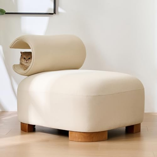Multifunktionell soffa med kattgrotta – husdjursvänlig futon för vardagsrum och sovrum, reptåligt material, ergonomisk design för människor och katt, ensitssoffa, loungefåtölj, TV-fåtölj