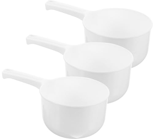 NUOBESTY Cucharón de Agua Doméstico Grueso 3 Piezas Pala Multifunción para Baño y Cocina Utensilio para Riego y Lavado Mango Ergonómico Gran Capacidad para Hogar y Jardín