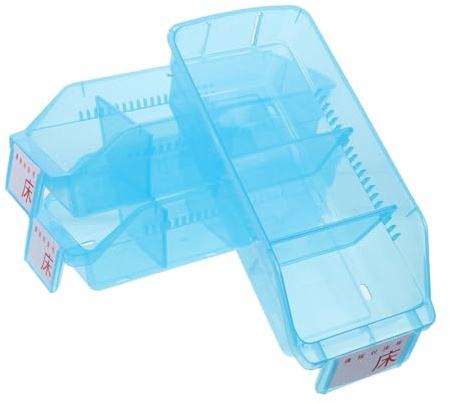 SOPOTUTU Contenitore per Medicinali Impilabile in Plastica Blu con Apertura Frontale e 2 Divisori, Organizer Compatto per Conservazione Farmaci Domestici e Farmacia, Porta Pillole