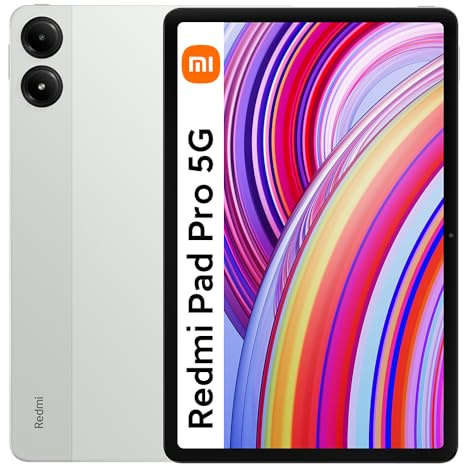XIAOMI Tablette Redmi Pad Pro 5G, 8+256Go, 12.1 Vert Tablet, Batterie Massive de10000mAh, 1600 x 2560 Pixels, IPS LCD, Qualcomm Snapdragon 7s Gen 2, 120 Hz, Dolby Vision, 600 nits, avec Chargeur
