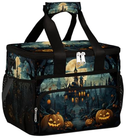 Mexpekil Halloween Castle - Lonchera térmica reutilizable para mujeres, hombres y adultos, lonchera térmica grande reutilizable para el trabajo, picnic, actividades al aire libre