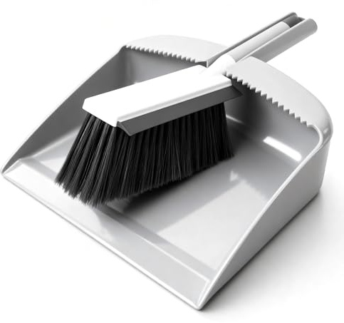 Dustpan and Brush Set, Soft Bristles and Serrated Edges Sweeping Pan | Portable Sweeping Brush and Pan Set for Garden, Worktops, Kitchen