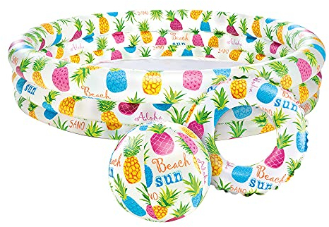 Intex-167438 Pool Set Kugel- und Ananas-Rettungsring, mehrfarbig, 132 x 28 cm, 59469
