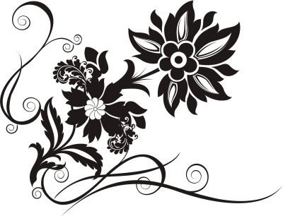 PEMA W210 Wall Tattoo Tribal Flower Tendril Wall Sticker 40 x 30 cm Black