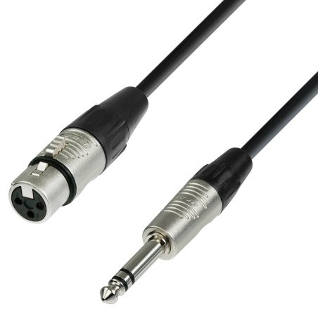 Adam Hall Cables 4 STAR BFV 0500 - Mikrofonkabel, Rean 3-Pol XLR female auf 6,3 mm Klinkenstecker stereo, schwarz, 5m