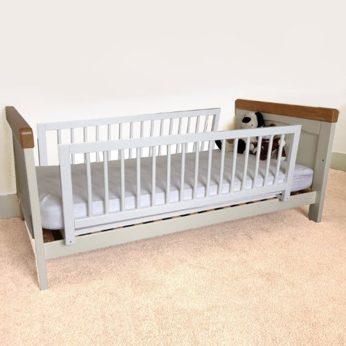 Safetots Doppelseitiger Holzbettschutz, Weiß, 38cm hoch x 110cm breit, Bettgitter, Sicheres Kinderbettgeländer, Vormontiert, Einfache Installation