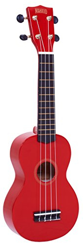 Mahalo-Regenbogen-Sopran-Ukulele mit rot glänzendem Deckel