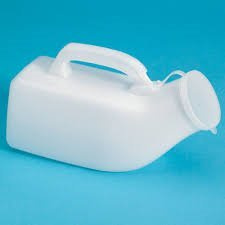 Plastic Male Urinal Bottle with snap-on Cap (1000ml) - Graduated Measurements, Easy Grip Handle