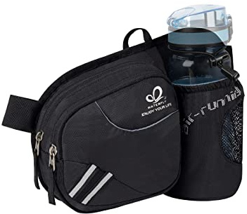 WATERFLY Fanny Pack Waist Bag: Waist Pack for Women Men with Water Bottle Holder Hiking Fanny Pack for Running Walking DogWalking Travel Cycling