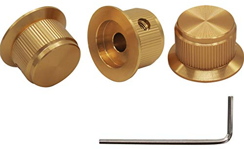 mxuteuk 3Stück Gitarre Knöpfe Gold Aluminium Rotary Potentiometer Drehknöpfe für E-Gitarren Bassschraube Ersatzteil Typ 24x14,5 mm (d * h) KNOB-07-GLD