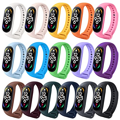 ivoler 20 Couleurs Bracelet pour Xiaomi Mi Band 5/6 / 7 / Amazfit Band 5, Sangle Bracelet de Remplacement pour Montre Connectée Xiaomi, Matériau TPU, Léger, Respirant, Imperméable -Couleur Multiple