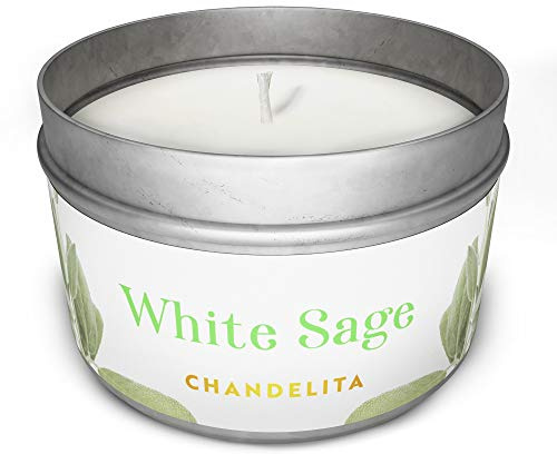 Chandelita Velas Aromáticas Grandes de Salvia Blanca para Bendición y Energía del Ambiente con Cera de Soja - Velas Decorativas - Vela Aromatica Perfumadas - Candles - Relajación y Meditación.