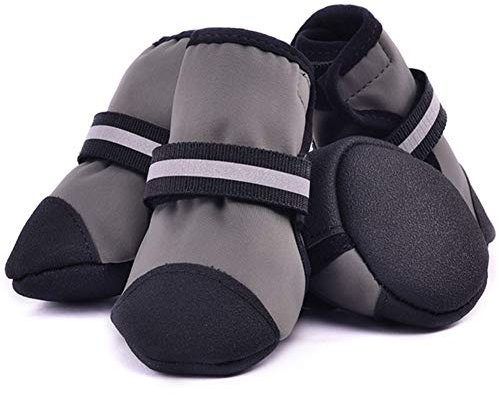 Schuhe FüR Hunde Hundeschuhe Pfotenschutz Reflektierender Klettverschluss Rutschfester Schutz Geeignet Zum Wandern Outdoor Camping Gray,XXXL