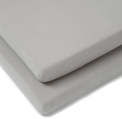 Clair de Lune Cot Bed Fitted Sheets 140 x 70 cm 100% Soft Cotton Jersey (Grey, Pack of 2)