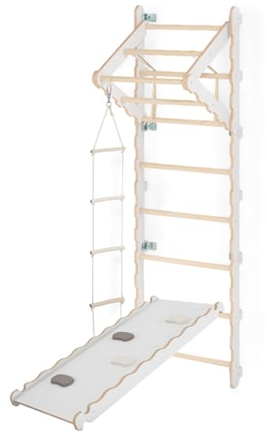 MAMOI® Indoor-Klettergerüst, Wandleitern fürs Zimmer, Kletterturnringe für Erwachsene, Yarnwood Kletterwand und Trainingsgeräte, Indoor-Turngerät mit Klimmzugstange, Sportgerät