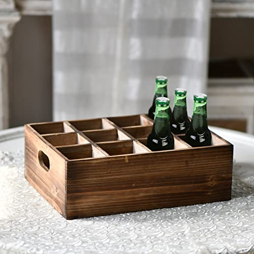 Sintosin Farmhouse Wooden Storage Crate for Decoration, 12 Individual Slots