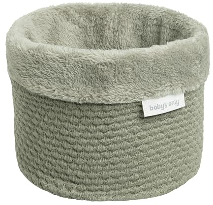 Baby's Only - Körbchen Sky - Wickeltisch Organizer - Gestrickte Aufbewahrungsbox für Kinderzimmer - Ø20 cm - Urban Green | Wickeltisch Organizer - Wickeltischkörbchen - Gestrickte Aufbewahrungskorb für Pflege- und Babyprodukte - Wickelkommode Korb