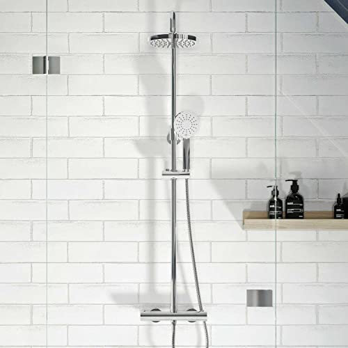 Gainsborough GDRP Thermostatic Cool Touch Bar Mixer Shower with Adjustable & Drencher Heads Round 3 Spray Patterns Riser Rail Chrome