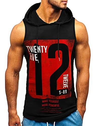 HOTCAT Debardeur à Capuche Hommes Sport Bodybuilding Musculation Fitness Tank Top Stringer sans Manches Maillot Sleeveless T-Shirt