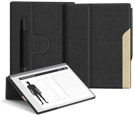 OLAIKE Book Folio Case für Remarkable 2 Paper Tablet 10.3 2020 Released, Smart Cover aus Premuin-Stoff mit 360 Grad drehbarem Ständer und Stylus-Tasche, nur für Remarkable 2, Black & Light Cork