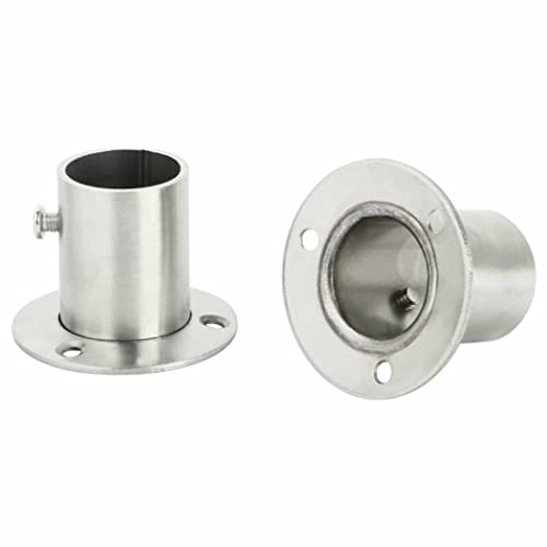 HEIBTENY 2 Stück Kleiderstange Halterung Kleiderstangenhalter,Flansche aus Edelstahl Rohrhalterung Rohrflansch Rohrflansch 22.5mm für Kleiderschrank,für Schrankrohraufhänger Kleidung Rutenhalter