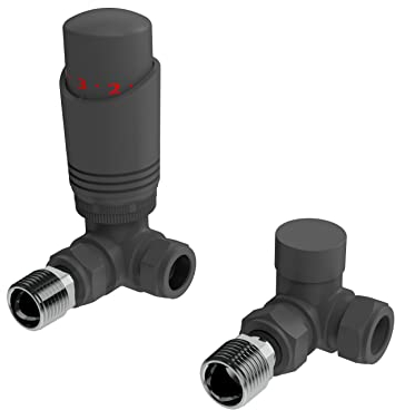 Valvola termostatica per radiatore ad angolo o diritta grigia per termostato TRV (angolare)