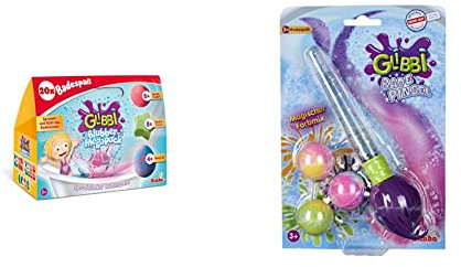Simba 105953611 - Glibbi Blubber Mega Pack, 20 Bunte Badebomben, XXL Packung, Badewannenspielzeug & 105953570 - Glibbi Badepinsel, Pinsel mit DREI Badebomben, färbt das Wasser bunt