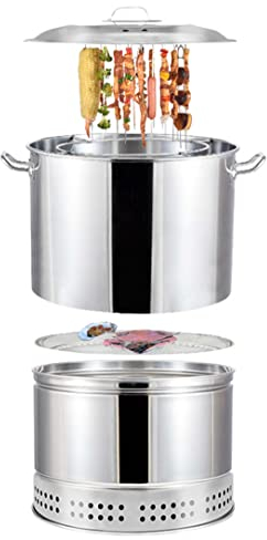 WLDOCA Vertical Charcoal Smoker Grill 15,7 Pollici, Heavy Duty Round BBQ Grill Multi-Funzione Barile Grill per la Cottura all'aperto