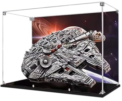 Half Mango Vitrine en Acrylique pour Lego Star Wars Ultimate Millennium Falcon 75192 – Boîte de Rangement Anti-poussière et Anti-UV (Fond Debout A)