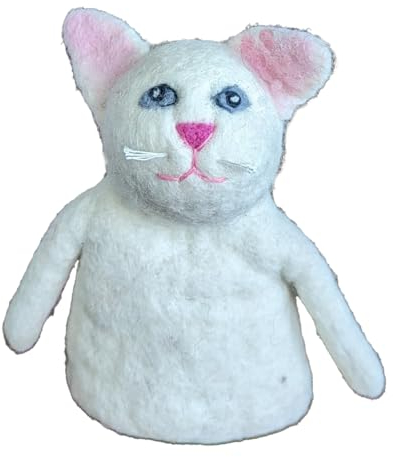 your castle Calentador de huevos blanco hecho a mano de fieltro natural, comercio justo, Pascua o Navidad, aprox. 15 cm de altura