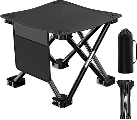 iFutniew Campinghocker, Leichter, Perfekt für Erwachsene, Angeln, Outdoor, Strandpicknicks, HäLt Bis zu 450 Pfund, Schwarz