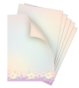 Briefpapier-Set 10 Briefbögen DIN A4 Motiv Herz rosa beidseitig manuell beschreibbar und mit allen Druckern und Kopierern bedruckbar für Frühlingspost Ostern Taufe Kommunion Konfirmation Basteln