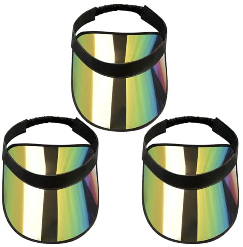 Besforta Sonnenblende, für Damen und Herren, Kunststoff, transparent, bunt, Partyhut, verstellbar, UV-Schutz, Sport, Tennis, Strand, Golf, Kopfbedeckung, 3 Stück