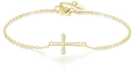 GAVU Kreuz Armabnd für Damen mit Kreuz Charm aus 925 Sterling Silber Konfirmationsarmband für Mädchen Firmungsarmband für Frauen