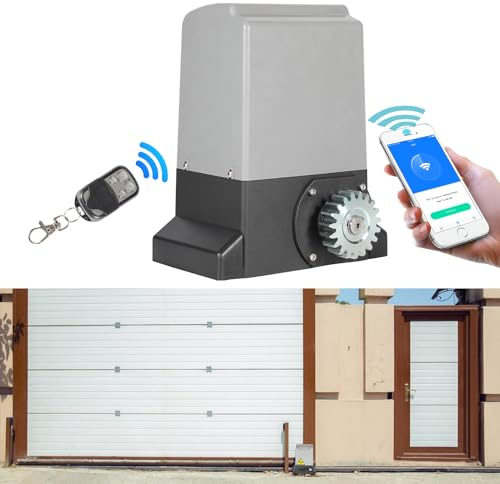 Jopassy Azionamento per porta scorrevole da 550 W, azionamento per porta del garage fino a 1200 kg, azionamento porta scorrevole, set con telecomandi e funzione WiFi, porta scorrevole, apriporta,
