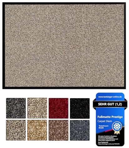 Prestige Schmutzfangmatte schön und haltbar, Premium Fußmatte innen & außen - Sauberlaufmatte für Eingangsbereich, Flur & Haustür - Beige-Schwarz 80x120
