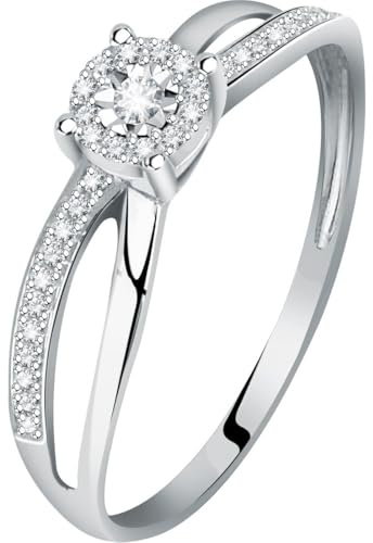CHRIST Damen-Damenring 585er Weißgold 1 Diamant 50, Weißgold 32027500