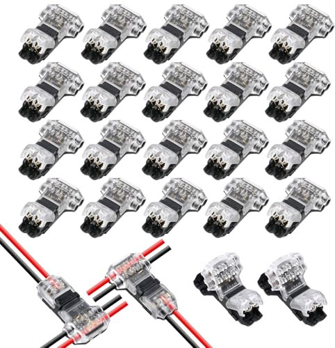 Flintronic 20pcs Conectores de Cable, Conectores de Cable compactos, Bloque De Terminales Tipo T, ninguna extracción de alambre para los cables conexión 18/22 AWG Cable 0,35-0,75mm²