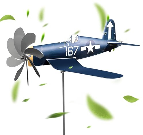 Flugzeug-Windgenerator – Gartendekoration, Flugzeug-Windmühle – wetterfester Edelstahl-Windkraft-Windfänger für Garten, Kunst, Balkon, Hof, Rasen, Hof, Terrasse