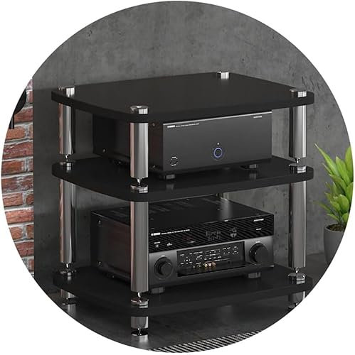 HiFi-Audioschrank, Plattenspieler-MDF-Ständer - 1/2/3/4-lagiger HiFi-Ständer, mit stoßdämpfenden Füßen, Leistungsverstärker-Ablage, für Geräteschrank