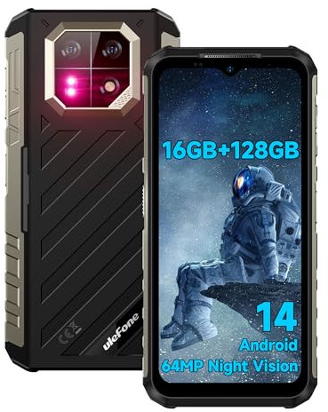 Ulefone Armor 22 Rugged Smart Phone Android 14, 16GB RAM 128GB ROM, 33W Fast Charge, 64MP+64MP Night Vision, 120Hz 6.58 inch Tough Screen, 3-Card Slot, 4G Dual SIM, Fingerprint/Face Unlock, NFC Black