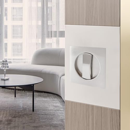 Hoconnie Serratura per Porta a Scomparsa Senza Chiave Serratura per Porta Scorrevole Invisibile Maniglia da Incasso 66mm (Quadrato, Argento)
