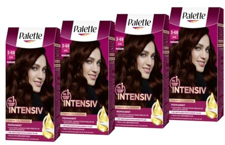 Palette Intensiv Creme Coloration 3-68/878 Mahagoni (4 x 115 ml), permanente Haarfarbe für leuchtende, langanhaltende Farbbrillanz & 100% Grauabdeckung