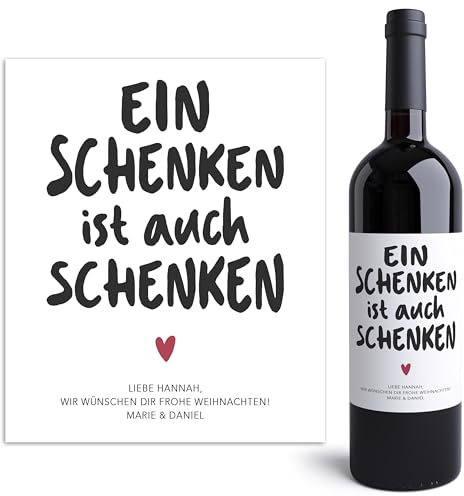 Flaschenetikett Weihnachten personalisierte Weinetiketten Einschenken Geschenk Kleinigkeit Wein Etiketten selbstklebend 2 Stück | 10x12 cm